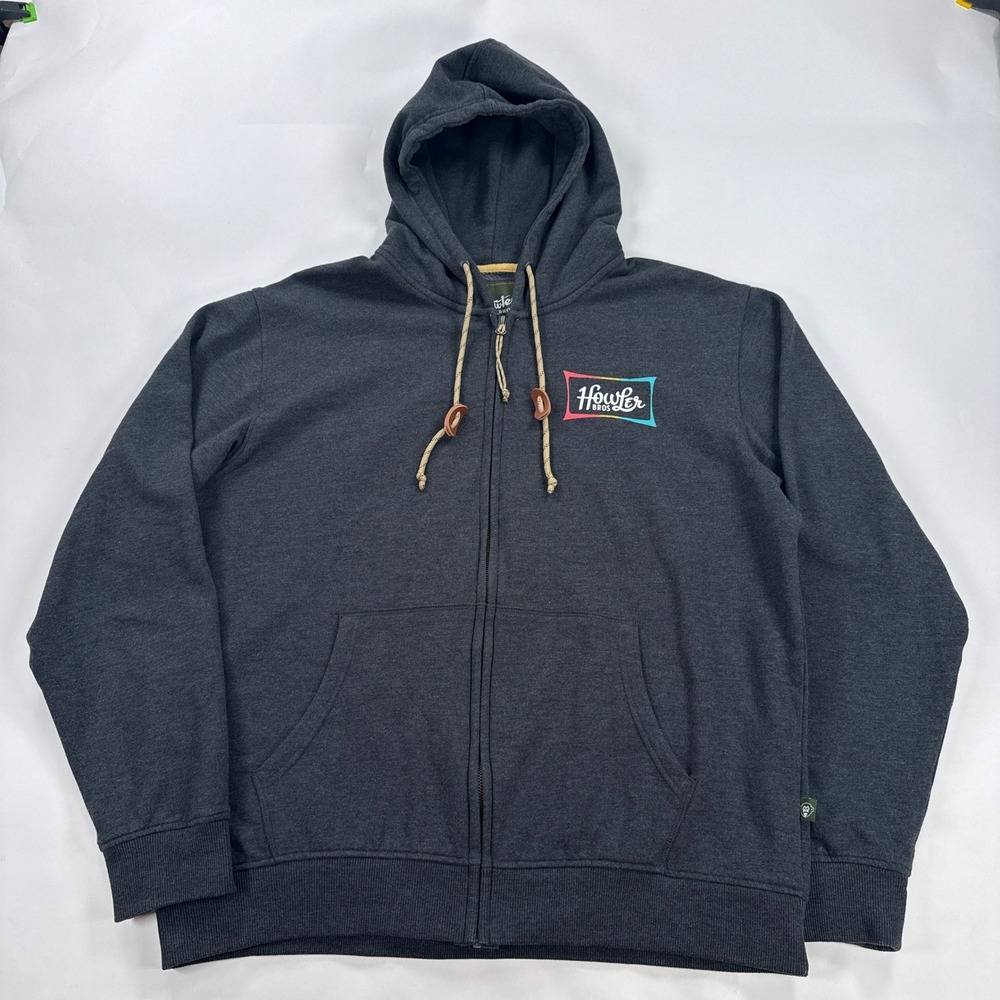 Howler Bros Mens Hoodie XL Grey Heed The Call Full Zip Graphic Outdoor Spellout